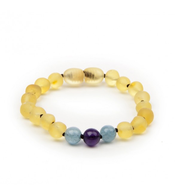 Amber teething bracelet - Gemstone - blue 